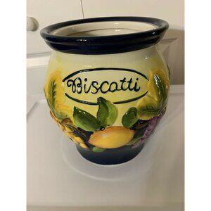 Nonni's‎ Hand Painted Biscotti Cookie Jar, Fruit Theme No Lid